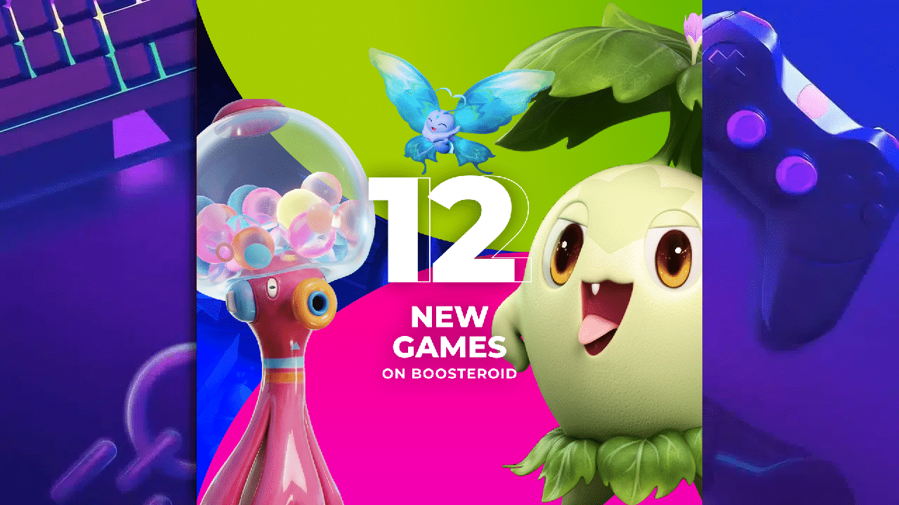 banner image for boosteroid adding 12 new games with a cute plant and fairy