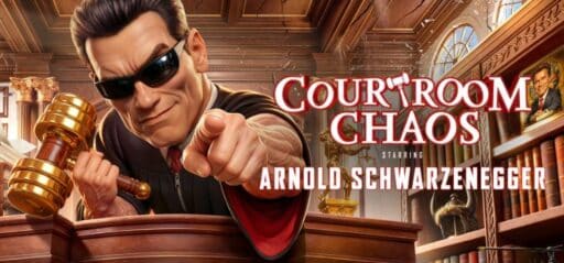 Courtroom Chaos - Starring Arnold Schwarzenegger game banner - find out how to play with cloud gaming