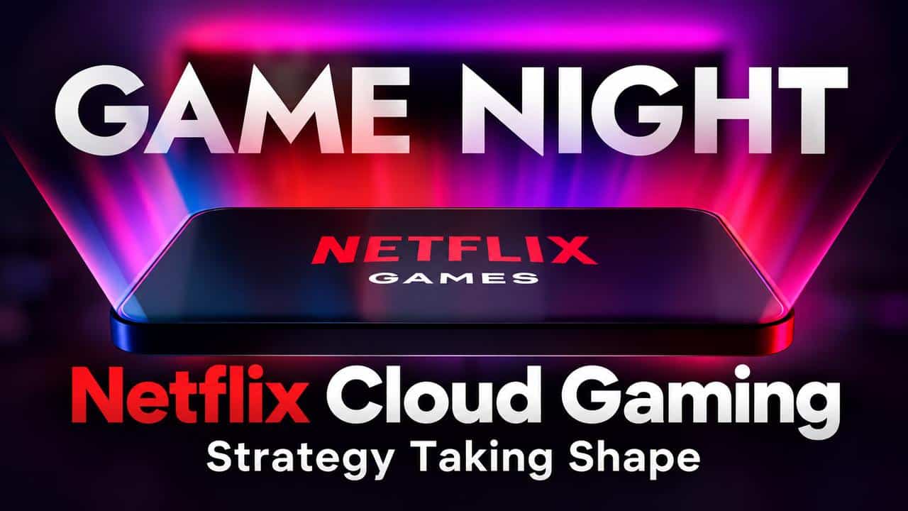 Promotional image showing Netflix Games branding with the text “Netflix Cloud Gaming Strategy Taking Shape.”