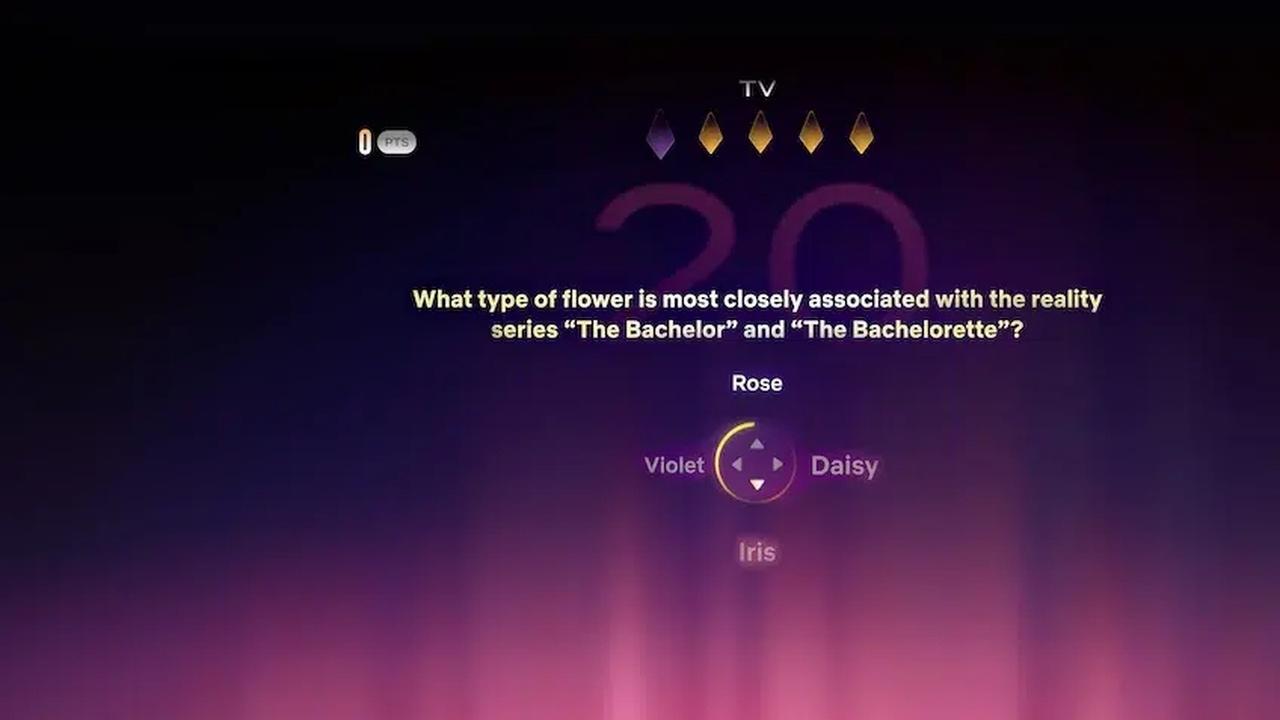 Netflix Star: Daily Trivia gameplay screen showing a multiple-choice question and directional controls