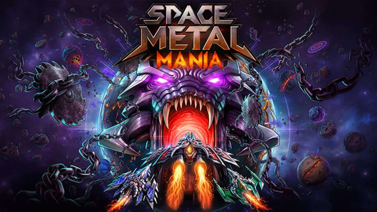 Space Metal Mania key art showing spaceships flying toward a giant metal monster in space.