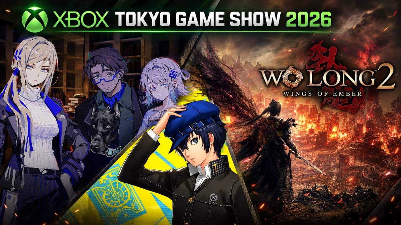 Faraday Blues, Persona 4 Revival, and Wo Long 2: Wings of Ember featured in an XBOX Tokyo Game Show 2026 collage.