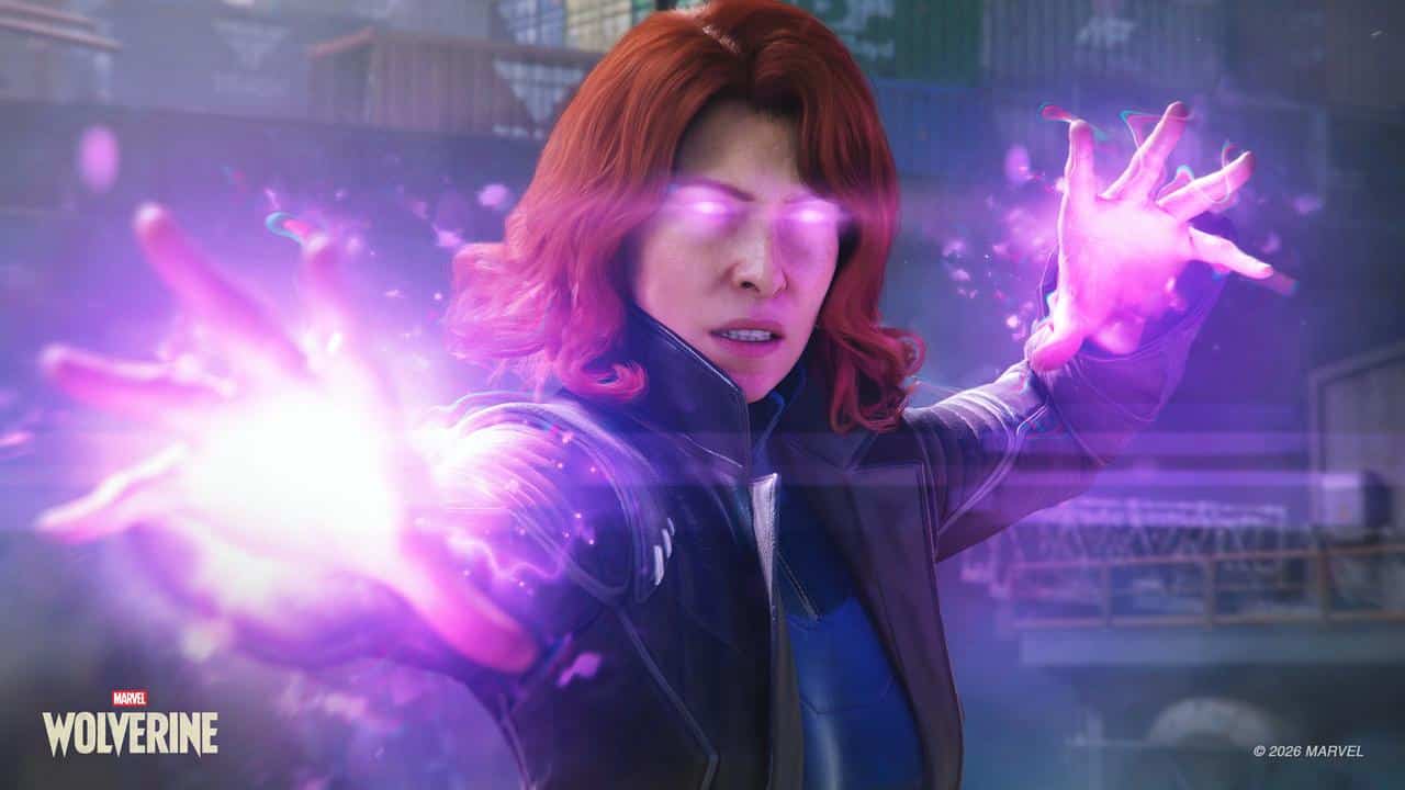 Jean Grey using purple telekinetic powers in Marvel's Wolverine.